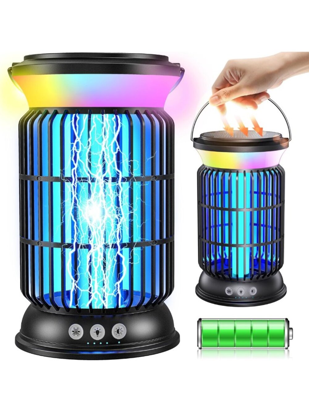 4-in-1 Solar Bug Zapper - Rechargeable Mosquito & Fly Trap for Outdoor Use